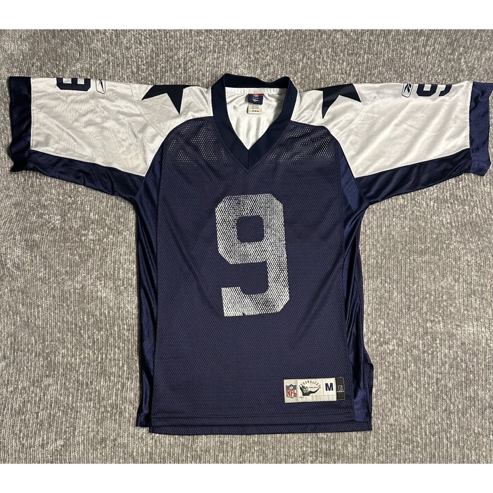 Dallas Cowboys Jersey Mens M Blue NFL Football Tony Romo #9 Reebok Throwback